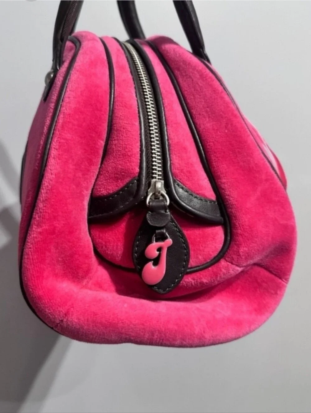 Rare Juicy Couture Y2k Small Dollish Pink Velour GENERATION Couture Bowler Bag